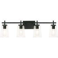 AFX Joanna - 32 in. Vanity Light Fixture - 4-Light - Clear Glass - Black Finish - Uses (4) Incandescent or LED Bulbs - Medium Base - 120 Volt - AFX Lighting JNNV3309MBBK