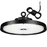 37,800 Lumen Max - Wattage and Color Selectable UFO LED High Bay Fixture with Adjustable Beam Angle - Sensor Ready - Watts 150-200-240 - Kelvin 3500-4000-5000 - Black Finish - 120-277 Volt - PLT-13535