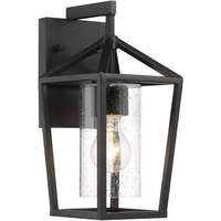 12 in. x 6 in. Outdoor Wall Sconce Fixture - Seeded Glass - Black Finish - Hopewell Collection - Uses (1) Incandescent or LED Bulb - Medium Base - 120 Volt - Nuvo 60-6591