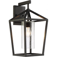 17 in. x 9 in. Outdoor Wall Sconce Fixture - Seeded Glass - Black Finish - Hopewell Collection - Uses (1) Incandescent or LED Bulb - Medium Base - 120 Volt - Nuvo 60-6593