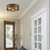 17 in. Flush Mount Ceiling Light Fixture - Weathered Brass Shade - Brass Finish Thumbnail
