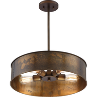 7 in. x 20 in. Pendant Fixture - Weathered Brass Shade - Brass Finish - Kettle Collection - 960 Lumens - 60 Watt - 2700 Kelvin - Comes with (4) Incandescent Bulbs - Medium Base - 1.5 ft. Adjustable Threaded Rod - 120 Volt - Nuvo 60-5894