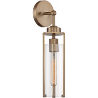 17 in. x 5 in. Wall Sconce Fixture - Clear Glass - Brass Finish - Marina Collection - Uses (1) Incandescent or LED Bulb - Medium Base - 120 Volt - Nuvo 60-7151
