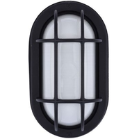 8.5 in. Color Selectable LED Oval Cage Bulk Head Fixture - Ribbed Glass Lens  - Black Finish - 450 Lumens - 6 Watt - Kelvin 2700-3000-3500-4000-5000-6500 - 120 Volt - Euri Lighting EOL-WL13BK-3100se