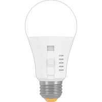 800 Lumens - 9 Watt - LED A19 Light Bulb with 5 Selectable Color Temperatures - Kelvin 2700-3000-3500-4000-5000 - 60 Watt Equal - Medium Base - 92 CRI - 120-277 Volt - Green Creative 38344