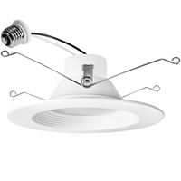 810 Lumens - 9 Watt - 2700 Kelvin - 5-6 in. Retrofit LED Downlight Fixture - Medium Base - 75 Watt Incandescent Equal - Stepped Baffle Trim - 90 CRI - 120 Volt - Halco 99741