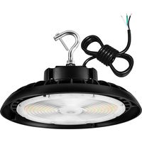 48,000 Lumen Max - 300 Watt Max - Wattage and Color Selectable UFO LED High Bay Fixture - Sensor Ready - Watts 200-240-300 - Kelvin 3500-4000-5000 - Black Finish - 120-277 Volt - PLT-13139