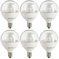 6PK- LED G16.5 CLR 5W E12 27K