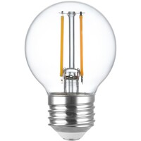 2 in. Dia. - LED G16 Globe Filament Bulb - 3 Watt - 25 Watt Equal - Warm White - Clear Finish - 250 Lumens - 2700 Kelvin - Medium Base - 92 CRI - 120 Volt - PLT-13252