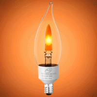 LED Flame Chandelier Filament Bulb - 1 Watt - 6 Watt Equal - Candle Glow - 4 in. x 1.4 in. - 25 Lumens - 1800 Kelvin - Clear - Candelabra Base - 90 CRI - 120 Volt - PLT-13593