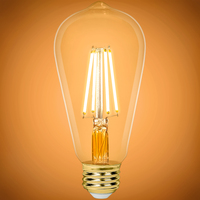 600 Lumens - 7 Watt - 2200 Kelvin - LED Edison Filament Bulb - 5.52 in. x 2.52 in. - Amber Tint - 60 Watt Equal - Dimmable - 120 Volt - PLT-11260