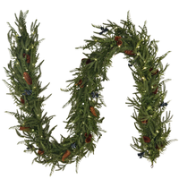 9 ft. Christmas Garland - Norfolk Pine - Battery Operated - Pre-Lit with Warm White LED Mini Lights - Indoor/Outdoor - PLT-20343