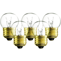 7 Watt - S11 Incandescent Light Bulb - 5 Pack - Clear - Medium Brass Base - 120 Volt - Satco S3606