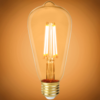 600 Lumens - 7 Watt - 2200 Kelvin - LED Edison Filament Bulb - 5.51 in. x 2.52 in. - Amber Tint - 60 Watt Equal - 120 Volt - PLT-11845
