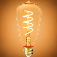 250 Lumens - 4 Watt - 2200 Kelvin - LED Edison Filament Bulb - 5.5 in. x 2.52 in. - Amber Tint - 25 Watt Equal - 120 Volt - PLTS-12100