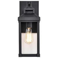 16 in. x 6 in. Outdoor Wall Lantern Fixture - Clear Glass - Black Finish - Corning Collection - Uses (1) Incandescent or LED Bulb - Medium Base - 120V - Nuvo-60-7371