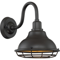 12 in. x 10 in. Outdoor Wall Sconce Fixture - Gold Baffle - Bronze Finish - Newbridge Collection - Uses (1) Incandescent or LED Bulb - Medium Base - 120 Volt - Nuvo 60-7011