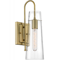 17 in. x 5 in. Wall Sconce Fixture - Clear Glass - Brass Finish - Alondra Collection - Uses (1) Incandescent or LED Bulb - Medium Base - 120 Volt - Nuvo 60-6859