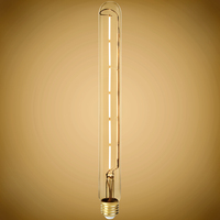 300 Lumens - 4 Watt - 2700 Kelvin - LED T9 Tubular Filament Bulb - 12.01 x 1.26 in. - Amber Tint - 25 Watt Equal - Warm White - Medium Base - 90 CRI - 120 Volt - PLT-13500