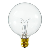 7 Watt - 2 in. Dia. - G16 Globe Incandescent Light Bulb - Clear - Intermediate Brass Base - 130 Volt - Pack of 25 - PLT DEC-0007G16CLPK