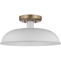 15 in. Semi-Flush Mount Ceiling Light Fixture - White Shade - Brass Finish - Colony Collection - Uses (1) Incandescent or LED Bulb - Medium Base - 120 Volt - Nuvo 60-7490