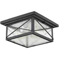 11.15 in. Outdoor Flush Mount Ceiling Light Fixture - Seeded Glass - Black Finish - Wingate Collection - Uses (2) Incandescent or LED Bulbs - Medium Base - 120 Volt - Nuvo 60-5626