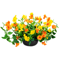 45 in. Wide Yellow and Orange Petunia Topiary - UV Resistant - Planter Not Included - 8 in. x 6.75 in. Base - Indoor/Outdoor - PLT-20353