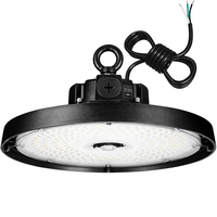23,800 Lumen Max - 150 Watt Max - Wattage and Color Selectable UFO LED High Bay Light Fixture with Adjustable Beam Angle - Sensor Ready - Watts 100-120-150 - Kelvin 3500-4000-5000 - Black Finish - 120-277 Volt - PLT-13534