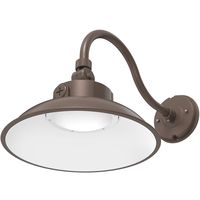 13 in. Wattage and Color Selectable LED Outdoor Wall Sconce Fixture - Adjustable Light Direction - White Baffle - Bronze Finish - 7150 Lumen Max - Watts 30-40-50 - Kelvin 3000-4000-5000 - Integrated Photocell - 120-277 Volt - PLT-13202