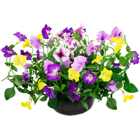 45 in. Wide Purple and Yellow Petunia Topiary - UV Resistant - Planter Not Included - 8 in. x 6.75 in. Base - Indoor/Outdoor - PLT-20354