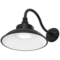 13 in. Wattage and Color Selectable LED Outdoor Wall Sconce Fixture - Adjustable Light Direction - White Baffle - Black Finish - 7150 Lumen Max - Watts 30-40-50 - Kelvin 3000-4000-5000 - Integrated Photocell - 120-277 Volt - PLT-13203