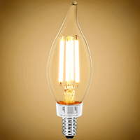 Natural Light - 750 Lumens - 6.5 Watt - 2700 Kelvin - LED Chandelier Bulb - 4.3 in. x 1.4 in. - 60 Watt Equal - Incandescent Match - Clear - Candelabra Base - 90 CRI - 120 Volt - PLT-13056