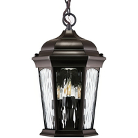 13 in. x 7 in. LED Outdoor Pendant Fixture - Flame Lantern - Water Glass - Bronze Finish - 1300 Lumens - 12.5 Watt - 3000 Kelvin - Comes with (1) LED Flame Bulb -  Euri Lighting EHL-130W-MD