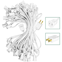 50 ft. - C7 Christmas String Lights - 50 Sockets - 12 in. Spacing - White Wire - SPT-1 - 18 Gauge Copper - Male to Female - Commercial Duty - Indoor/Outdoor - Christmas Lite Co. 10317