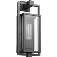 14 in. x 6 in. Outdoor Wall Sconce Fixture - Clear Glass - Black Finish - Exhibit Collection - Uses (1) Incandescent or LED Bulb - Medium Base - 120 Volt - Nuvo 60-7543