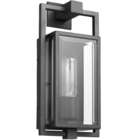 17 in. x 7 in. Outdoor Wall Sconce Fixture - Clear Glass - Black Finish - Exhibit Collection - Uses (1) Incandescent or LED Bulb - Medium Base - 120 Volt - Nuvo 60-7544