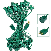 50 ft. - C7 Christmas String Lights - 50 Sockets - 12 in. Spacing - Green Wire - SPT-1 - 18 Gauge Copper - Male to Female - Commercial Duty - Indoor/Outdoor - Christmas Lite Co. 10318