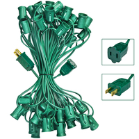 50 ft. - C9 Christmas String Lights - 50 Sockets - 12 in. Spacing - Green Wire - SPT-1 - 18 Gauge Copper - Male to Female - Commercial Duty - Indoor/Outdoor - Christmas Lite Co. 10319