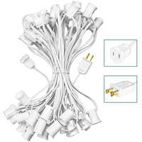 50 ft. - C9 Christmas String Lights - 50 Sockets - 12 in. Spacing - White Wire - SPT-1 - 18 Gauge Copper - Male to Female - Commercial Duty - Indoor/Outdoor - Christmas Lite Co. 10320