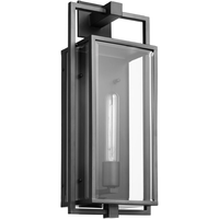 20 in. x 8 in. Outdoor Wall Sconce Fixture - Clear Glass - Black Finish - Exhibit Collection - Uses (1) Incandescent or LED Bulb - Medium Base - 120 Volt - Nuvo 60-7545