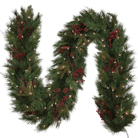 9 ft. Christmas Garland - Plymouth - Plug-In - Pre-Lit with Classic White Incandescent Mini Lights - Indoor/Outdoor - PLT-20346