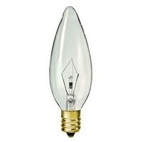 15 Watt - Clear - Straight Tip - Incandescent Chandelier Bulb - Candelabra Base - 130 Volt - Satco S3345