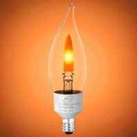 LED Flame Chandelier Filament Bulb - 1 Watt - 6 Watt Equal - Candle Glow - 4 in. x 1.4 in. - 25 Lumens - 1800 Kelvin - Clear - Candelabra Base - 90 CRI - 120 Volt - PLT-13593