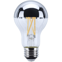 1000 Lumens - 12 Watt - 2700 Kelvin - LED A19 Silver Bowl Filament Bulb - 100 Watt Equal - Medium Base - 90 CRI - 120 Volt - Satco S12539