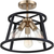 14 in. Semi-Flush Mount Ceiling Light Fixture - Black Shade - Brass Finish Thumbnail