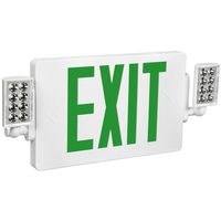 Double Face LED Combination Exit Sign - LED Lamp Heads - Green Letters - 90 Min. Operation - White - PLTS-50297