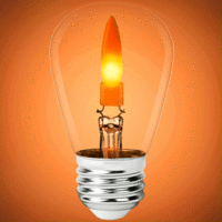 LED Flame S14 Filament Bulb - 1 Watt - 6 Watt Equal - Candle Glow - 3.3 in. x 1.8 in. - 25 Lumens - 1800 Kelvin - Clear - Medium Base - 90 CRI - 120 Volt - PLT-13595