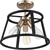14 in. Semi-Flush Mount Ceiling Light Fixture - Black Shade - Brass Finish Thumbnail