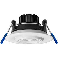 700 Lumens - 8 Watt - 3 in. Color Selectable LED Gimbal Downlight Fixture - Hardwire - Kelvin 2700-3000-3500-4000-5000 - 60 Watt Incandescent Equal - Round - White Trim - 90 CRI - 120 Volt - PLT-12606