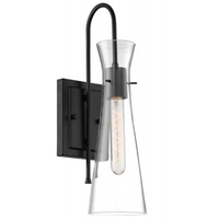 17.5 in. x 5 in. Wall Sconce Fixture - Clear Glass - Black Finish - Bahari Collection - Uses (1) Incandescent or LED Bulb - Medium Base - 120 Volt - Nuvo 60-6877